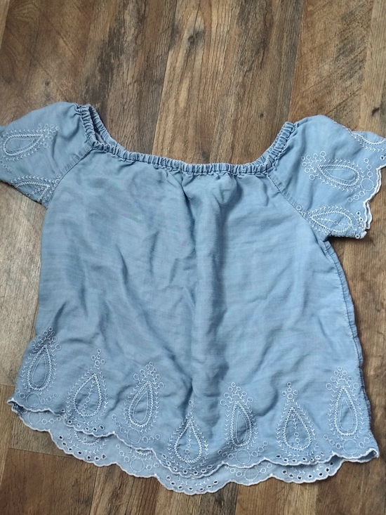 Forever 21 Tops - Forever 21 Light Blue Off-the-Shoulder Embroidered Top